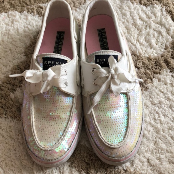 ⚡️SALE⚡️ Sperry white sequin boat shoes!!! - Picture 2 of 4